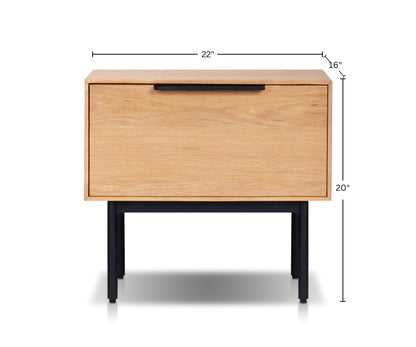 Akira Nightstand in Light Oak with Metal Legs and Dovetail Drawer – view 6