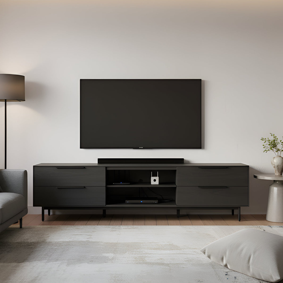 Black Finish Akira TV Console with Media Storage