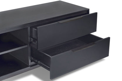 Akira TV Console with Dovetail Drawers and Open Shelves, Black – view 5