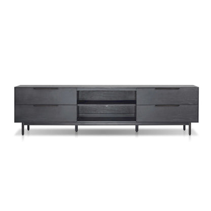 Akira TV Console with Dovetail Drawers and Open Shelves, Black – view 2