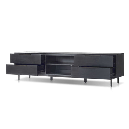 Akira TV Console with Dovetail Drawers and Open Shelves, Black – view 4