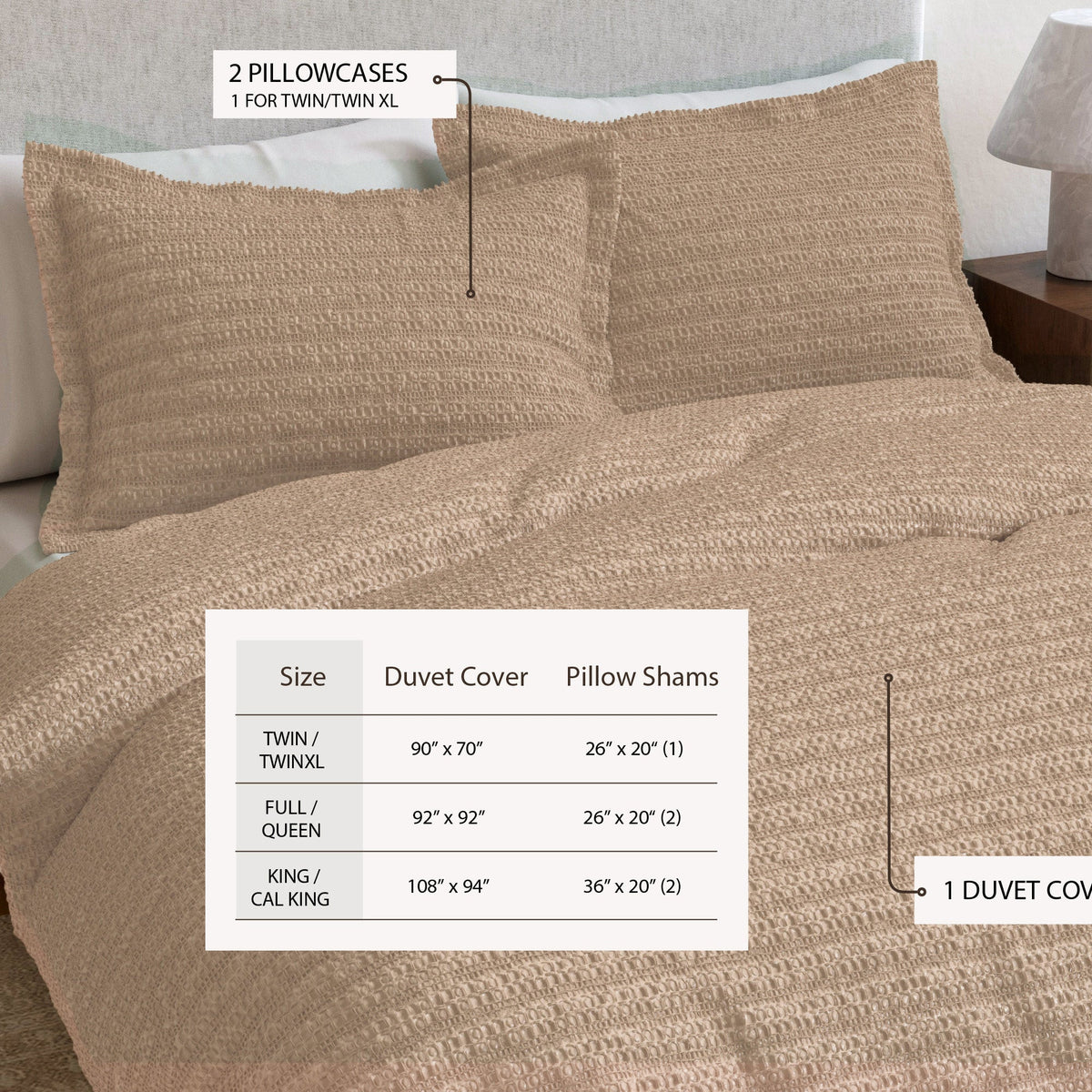 Cotton Honeycomb Waffle Weave Duvet Cover Set – Mattea Collection – view 15