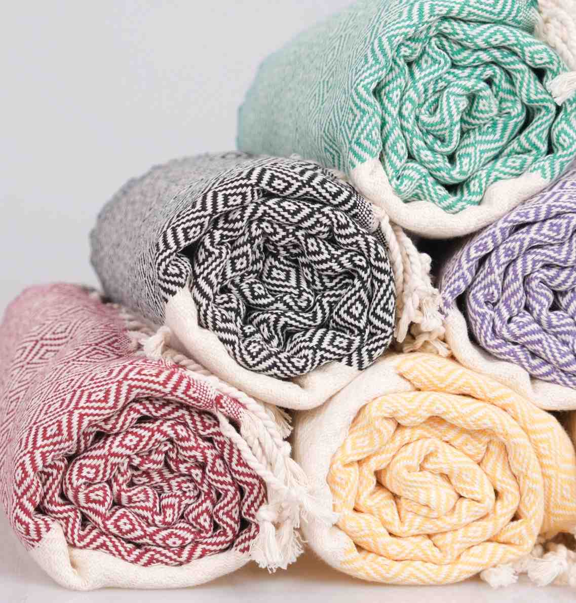 Diamond Turkish Cotton Beach Towel with Tassels, 36 x 70 Inch – view 7