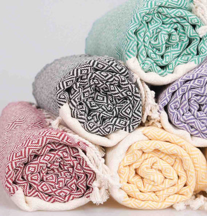 Diamond Turkish Cotton Beach Towel with Tassels, 36 x 70 Inch – view 7
