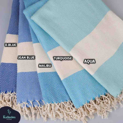 Herringbone Turkish Cotton Towel, Oversized 38 x 72 Inch Bath and Beach – view 7