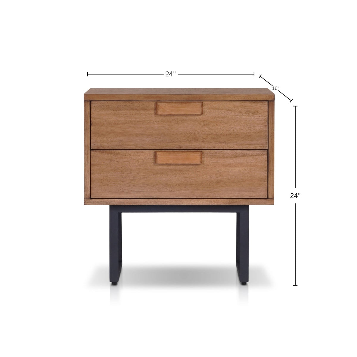 Allison 2-Drawer Nightstand in Chestnut with Soft-Close Drawers – view 6