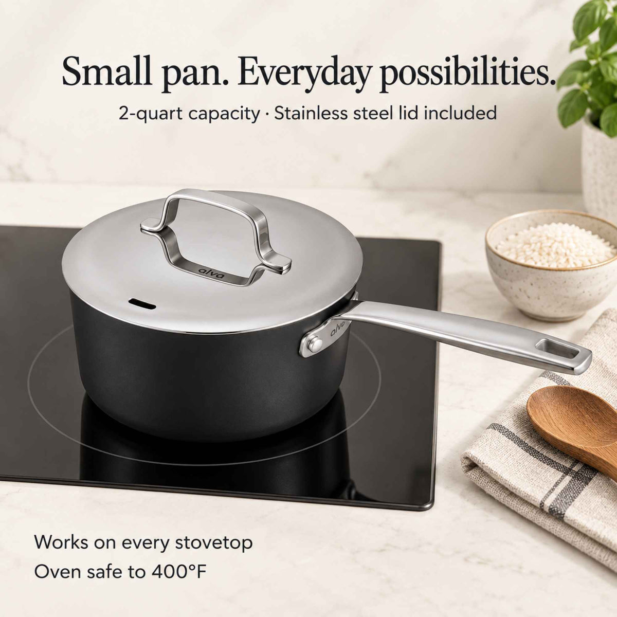 2-Quart Ceramic Nonstick Saucepan with Stainless Steel Lid – view 4
