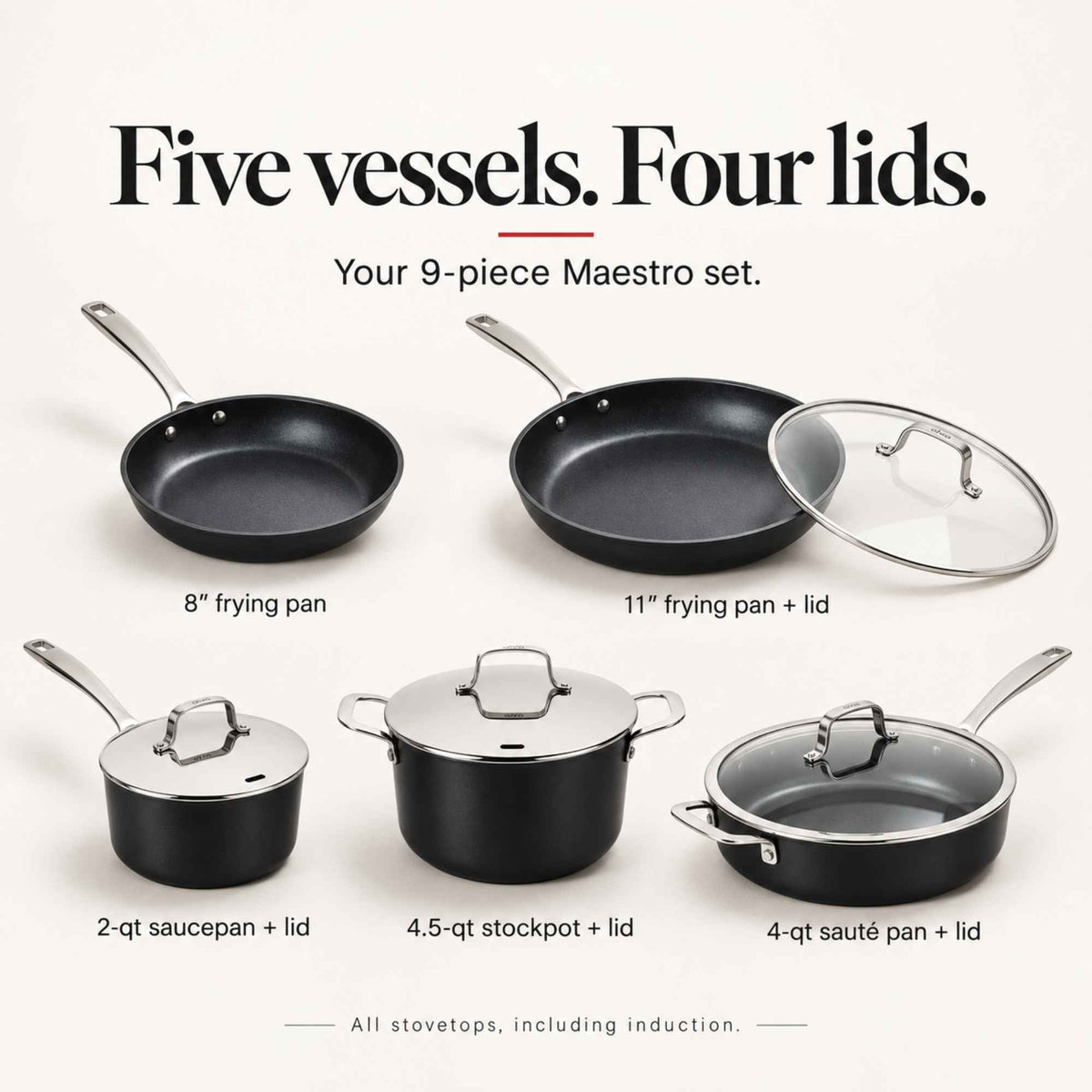 9-Piece Ceramic Nonstick Cookware Set, Lab-Tested PFAS-Free – view 4