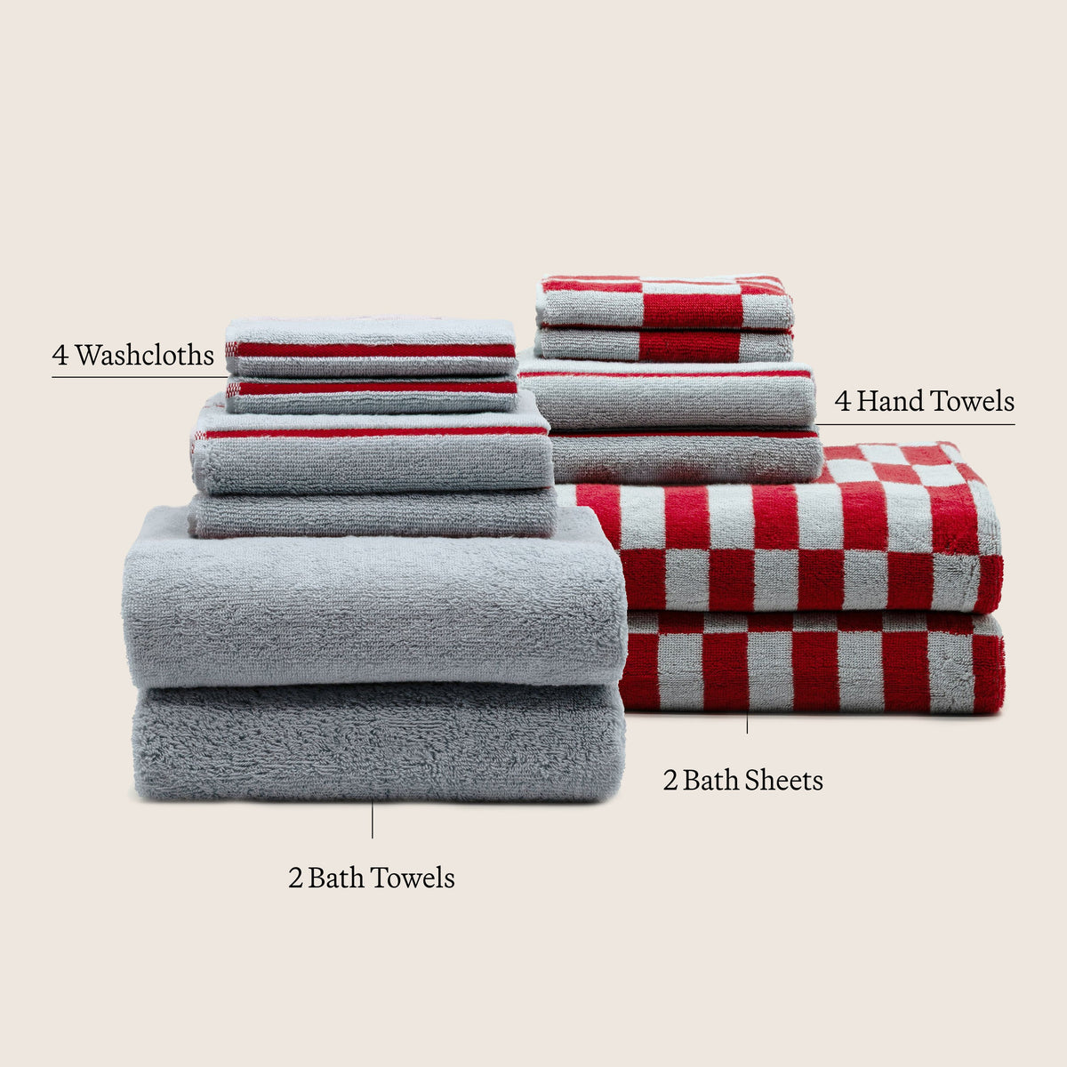 Pietra Australian Cotton Towels with Checkered Design, 600 GSM – view 55