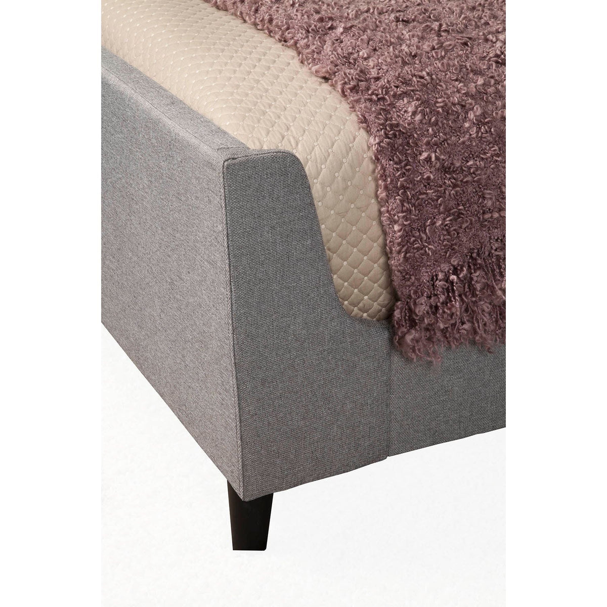 Amber Upholstered Bed in Grey Linen with Full Slat Support – view 4