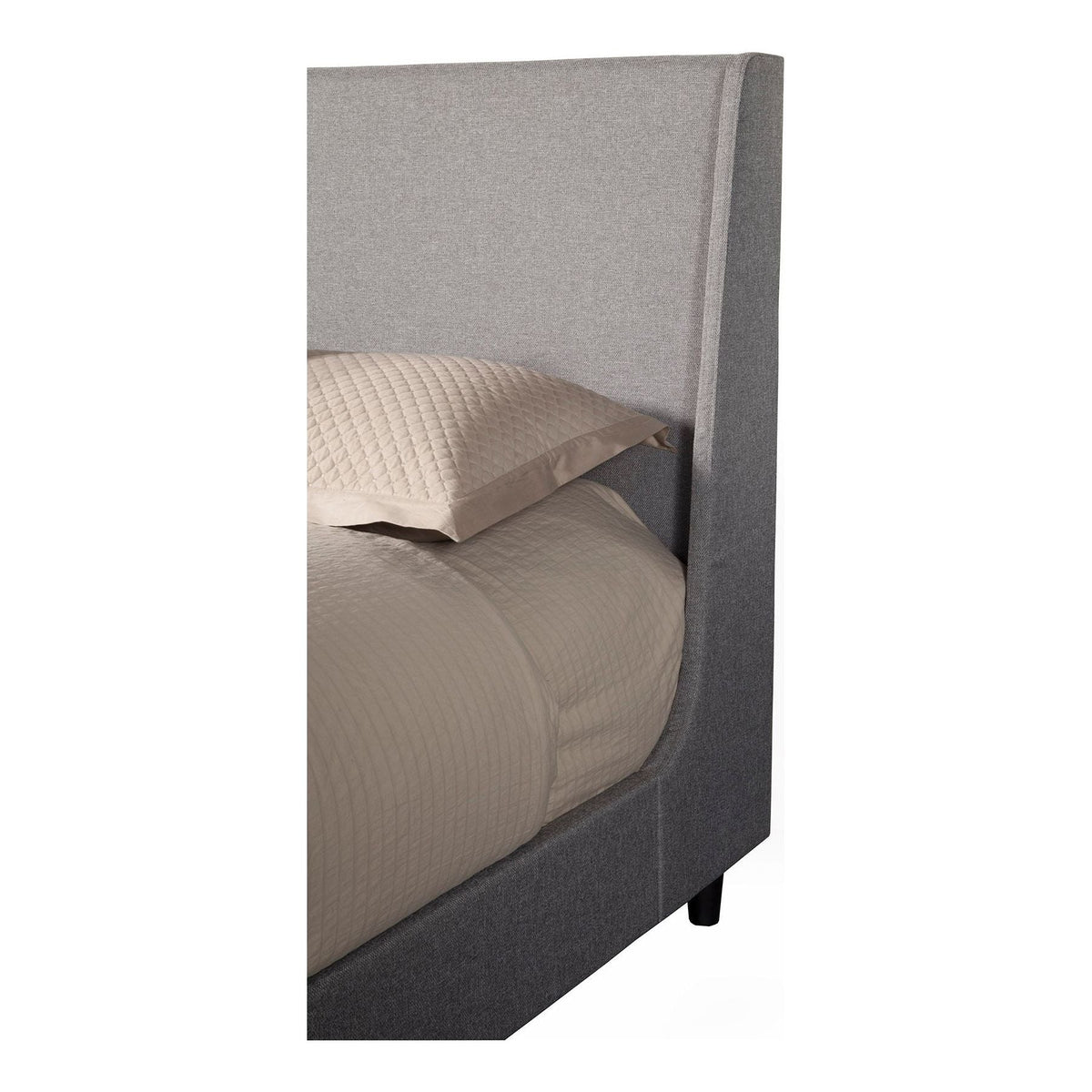 Amber Upholstered Bed in Grey Linen with Full Slat Support – view 3