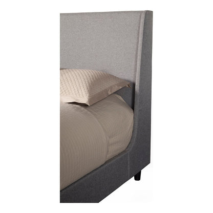 Amber Upholstered Bed in Grey Linen with Full Slat Support – view 3