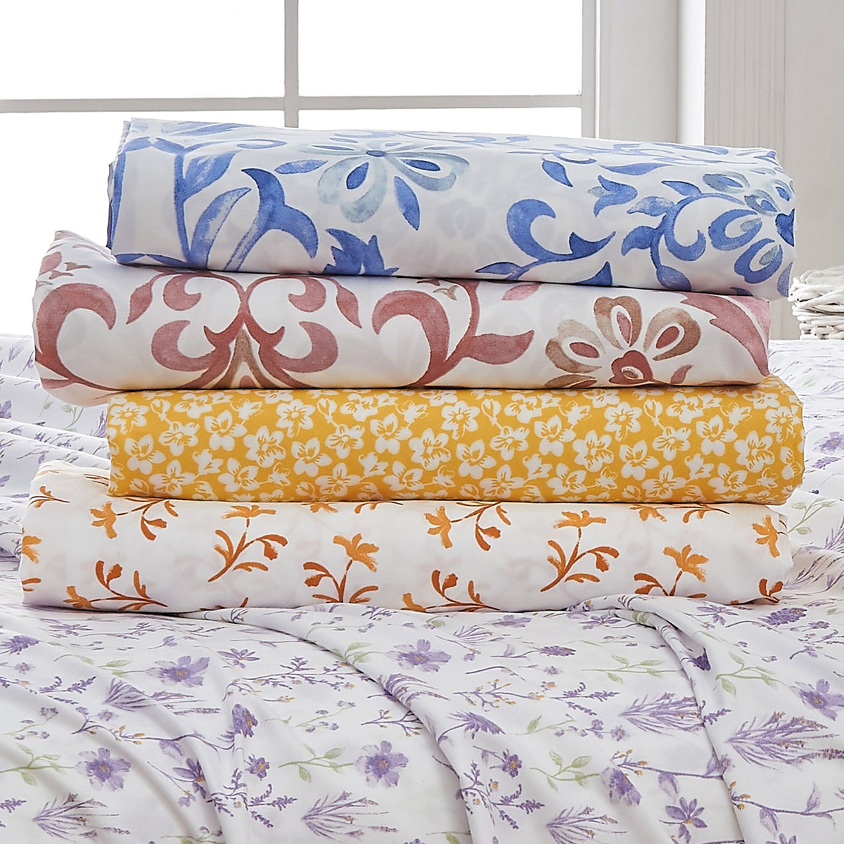 Watercolor Floral Microfiber Sheet Set – Delia Collection – view 6