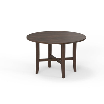 Arendal Rustic Industrial Round Dining Table, Burnished Dark Oak – view 5