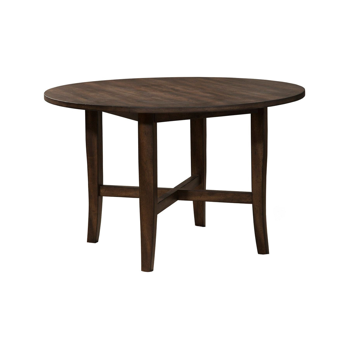 Arendal Rustic Industrial Round Dining Table, Burnished Dark Oak – view 2
