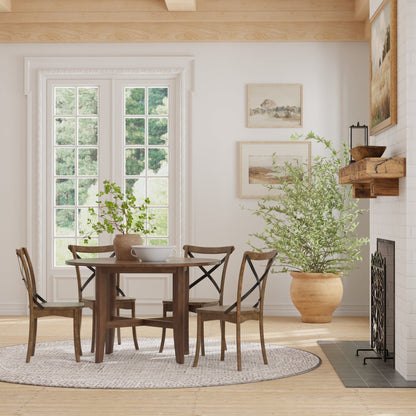 Arendal Rustic Industrial Round Dining Table, Burnished Dark Oak – view 6