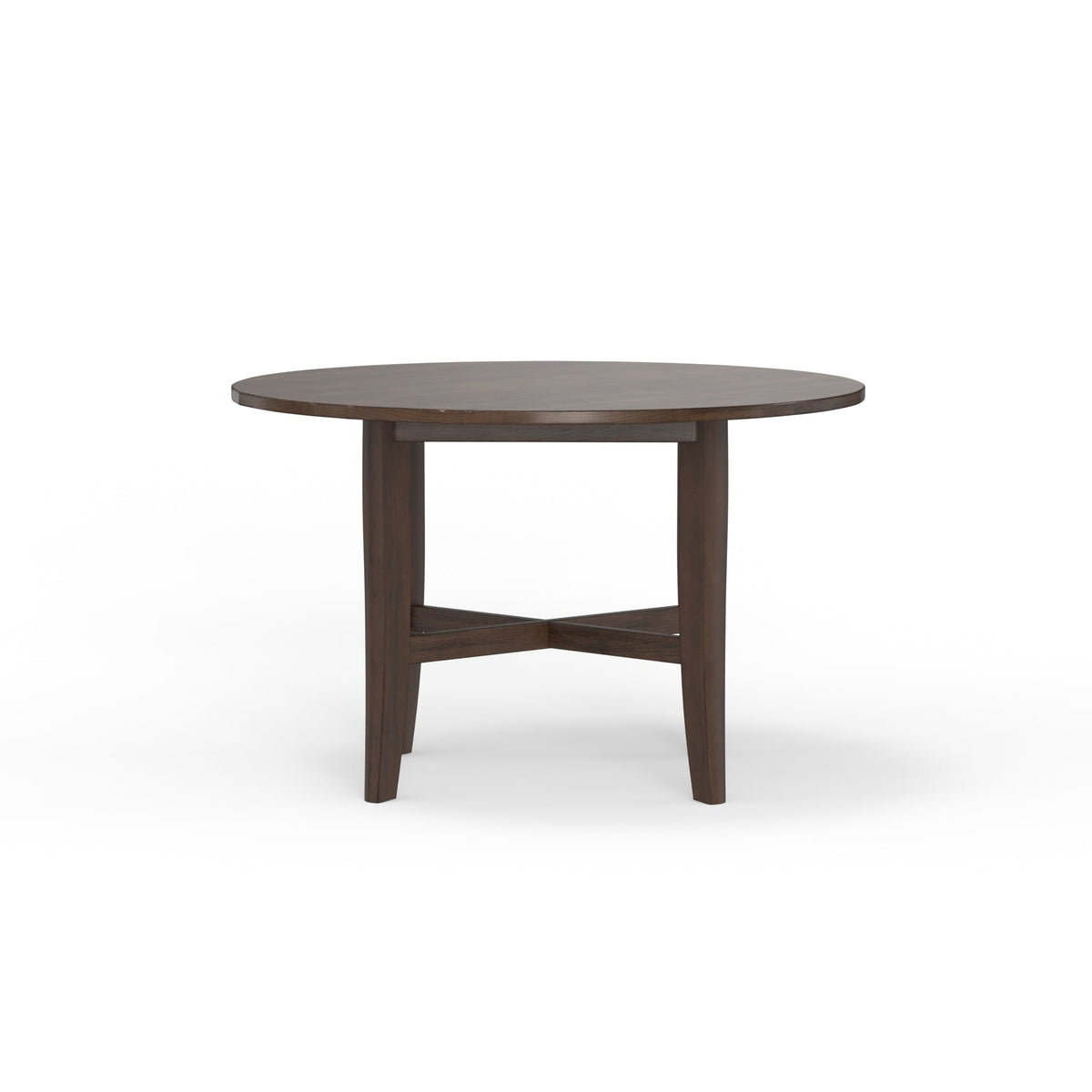 Arendal Rustic Industrial Round Dining Table, Burnished Dark Oak – view 4