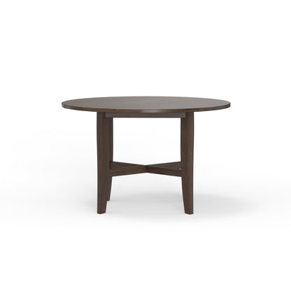 Arendal Rustic Industrial Round Dining Table, Burnished Dark Oak – view 4