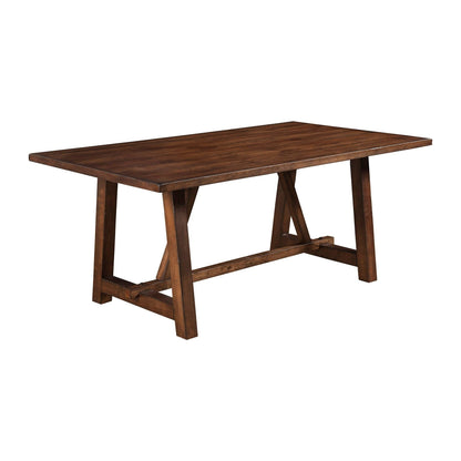 Arendal Rustic Industrial Trestle Dining Table, Burnished Dark Oak – view 6