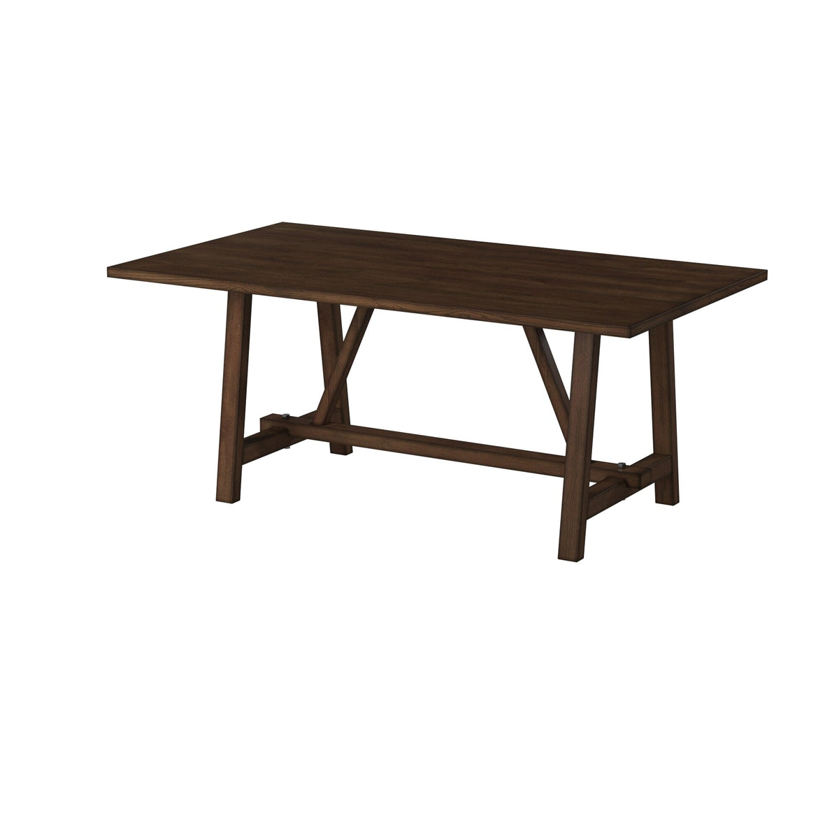 Arendal Rustic Industrial Trestle Dining Table, Burnished Dark Oak – view 5