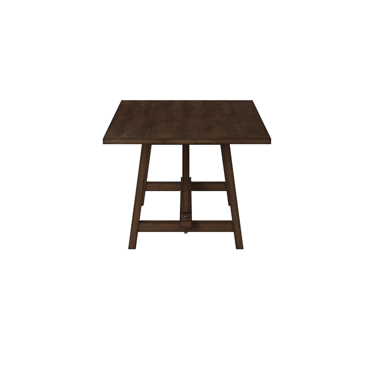 Arendal Rustic Industrial Trestle Dining Table, Burnished Dark Oak – view 3