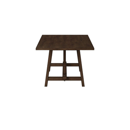 Arendal Rustic Industrial Trestle Dining Table, Burnished Dark Oak – view 3