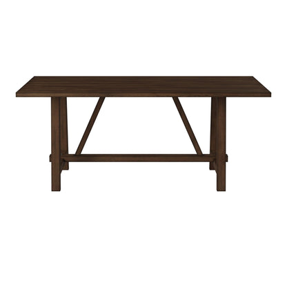 Arendal Rustic Industrial Trestle Dining Table, Burnished Dark Oak – view 4