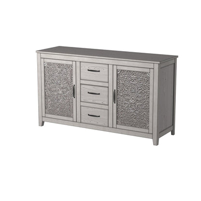Aria Vintage Dresser with Carved Floral Doors, Weathered White – view 5