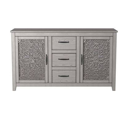 Aria Vintage Dresser with Carved Floral Doors, Weathered White – view 2
