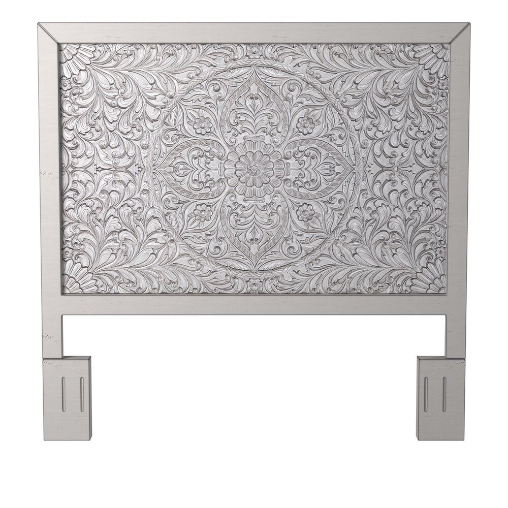 Aria Carved Floral Mahogany Headboard in Weathered White – view 5