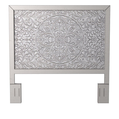 Aria Carved Floral Mahogany Headboard in Weathered White – view 5