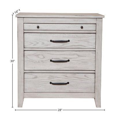 Aria 3-Drawer Nightstand in Weathered White with Pull-Out Shelf – view 4