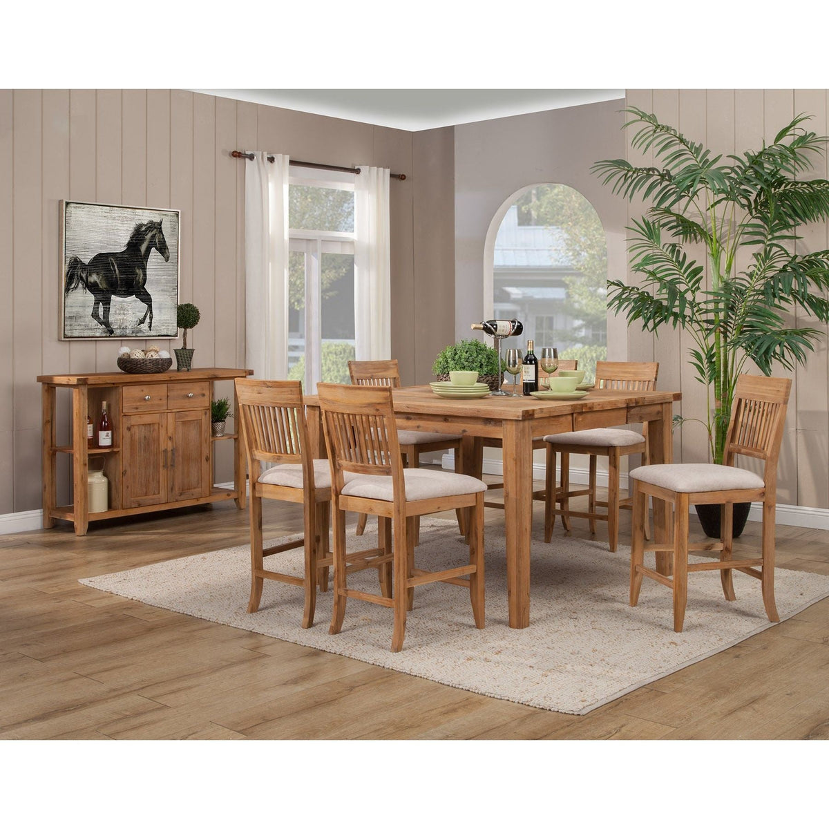Aspen Acacia Wood Pub Chairs with Upholstered Seats, Set of 2 – view 5