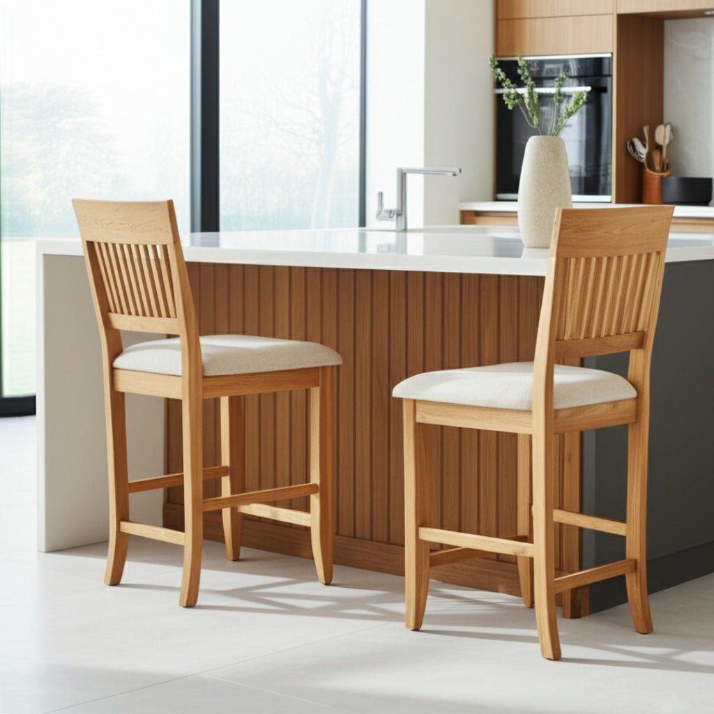Aspen Acacia Wood Pub Chairs with Upholstered Seats, Set of 2 – view 3