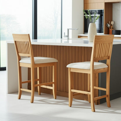 Aspen Acacia Wood Pub Chairs with Upholstered Seats, Set of 2 – view 3