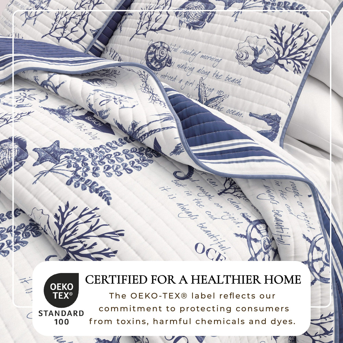 Seacoast Memories Printed Cotton Quilt Set – Calypso Collection – view 2
