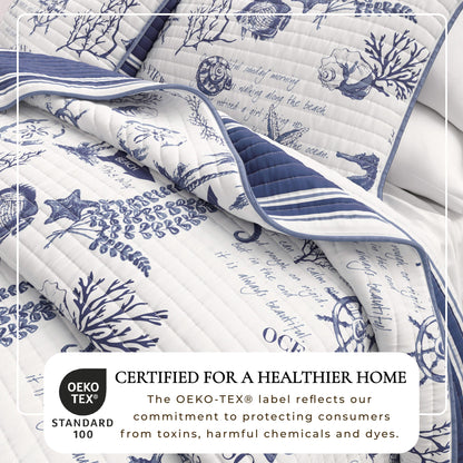 Seacoast Memories Printed Cotton Quilt Set – Calypso Collection – view 2