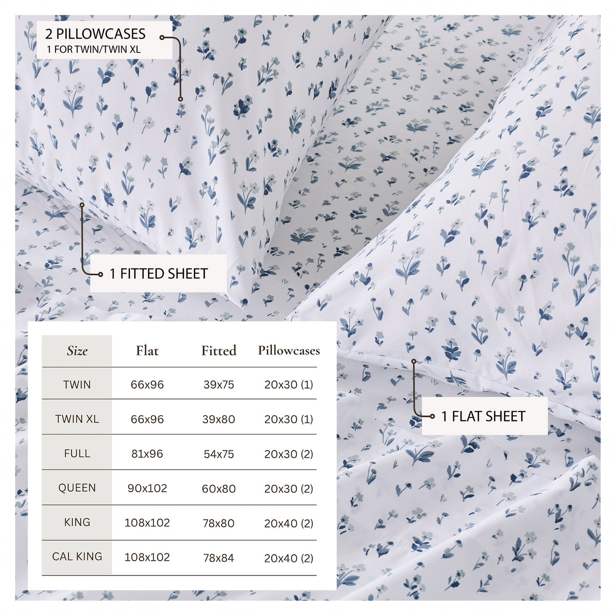 Watercolor Floral Microfiber Sheet Set – Delia Collection – view 45