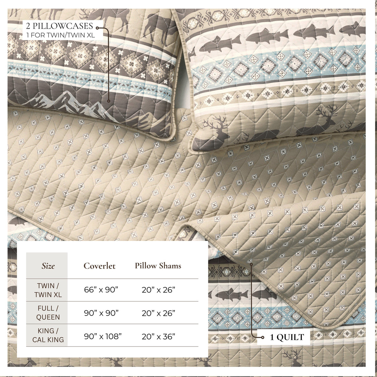 Rustic Mountain Landscape Lodge Quilt Set – Yosemite Collection – view 3