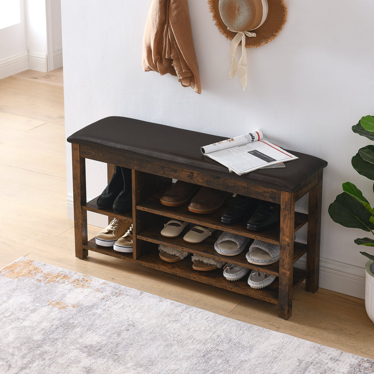 Height-Adjustable Shoe-Changing Bench with Hidden Storage, Nordic Style – view 3