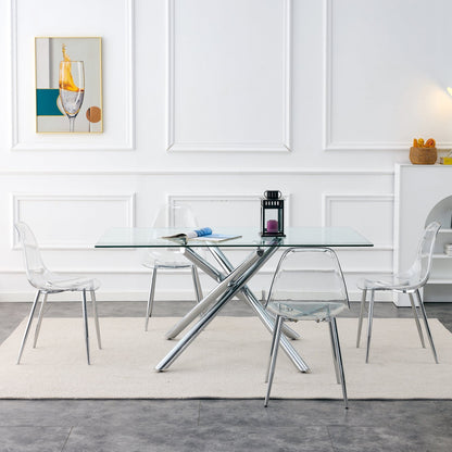 Modern Clear Transparent Dining Chairs with Silver Legs, Set of 6 – view 12