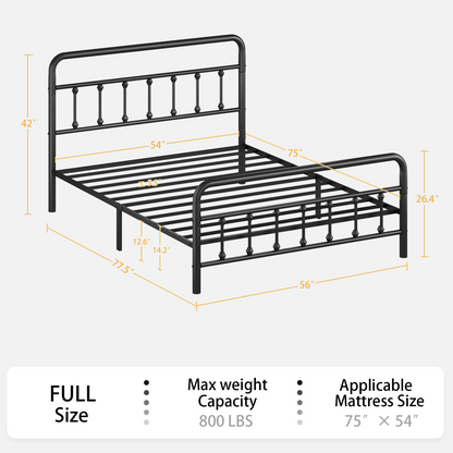 Black Metal Full Size Bed Frame with Headboard and Under-Bed Storage – view 8