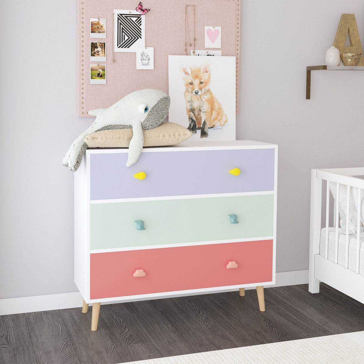 3-Drawer Kids Dresser with Anti-Tip Safety, White or Green – view 7