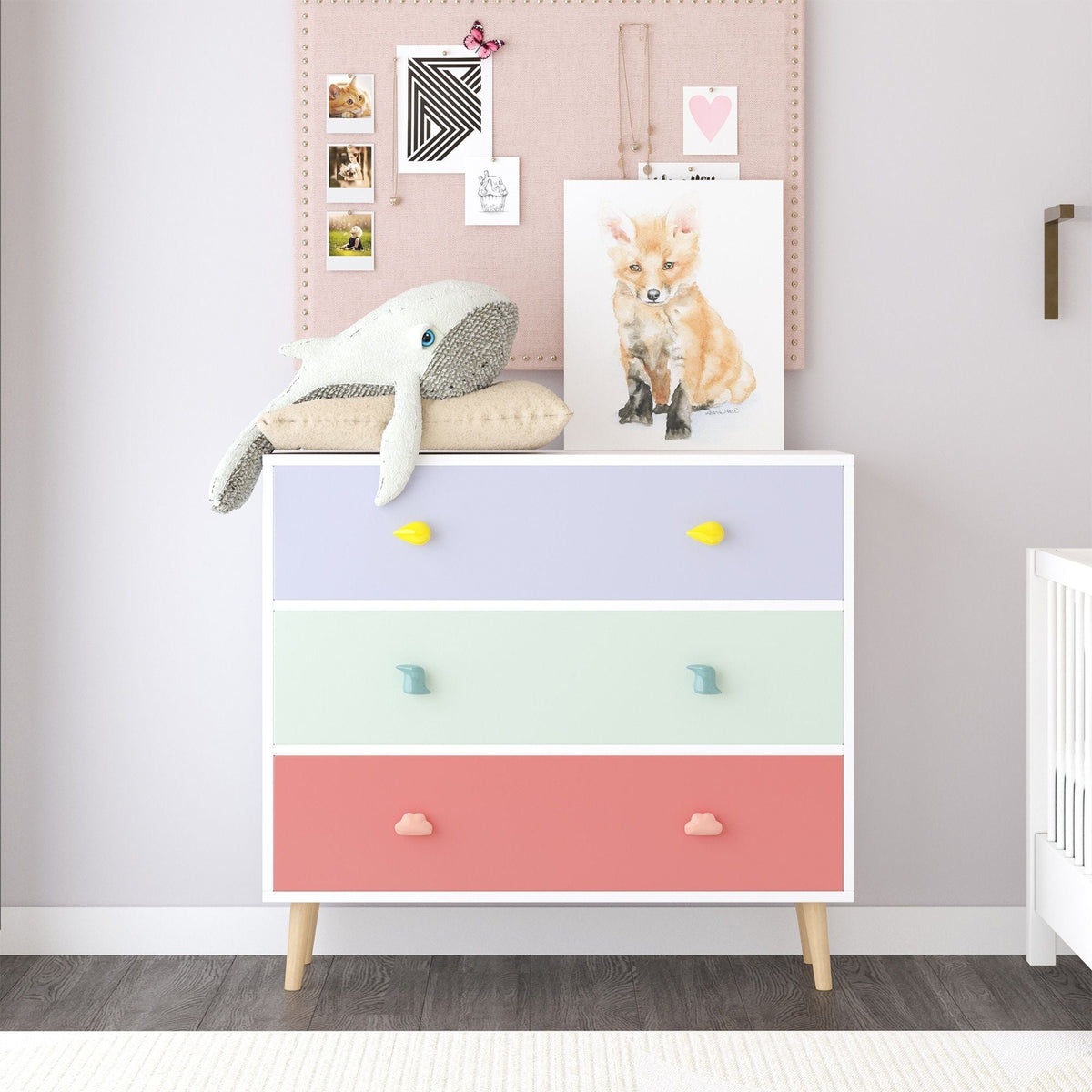 3-Drawer Kids Dresser with Anti-Tip Safety, White or Green – view 8