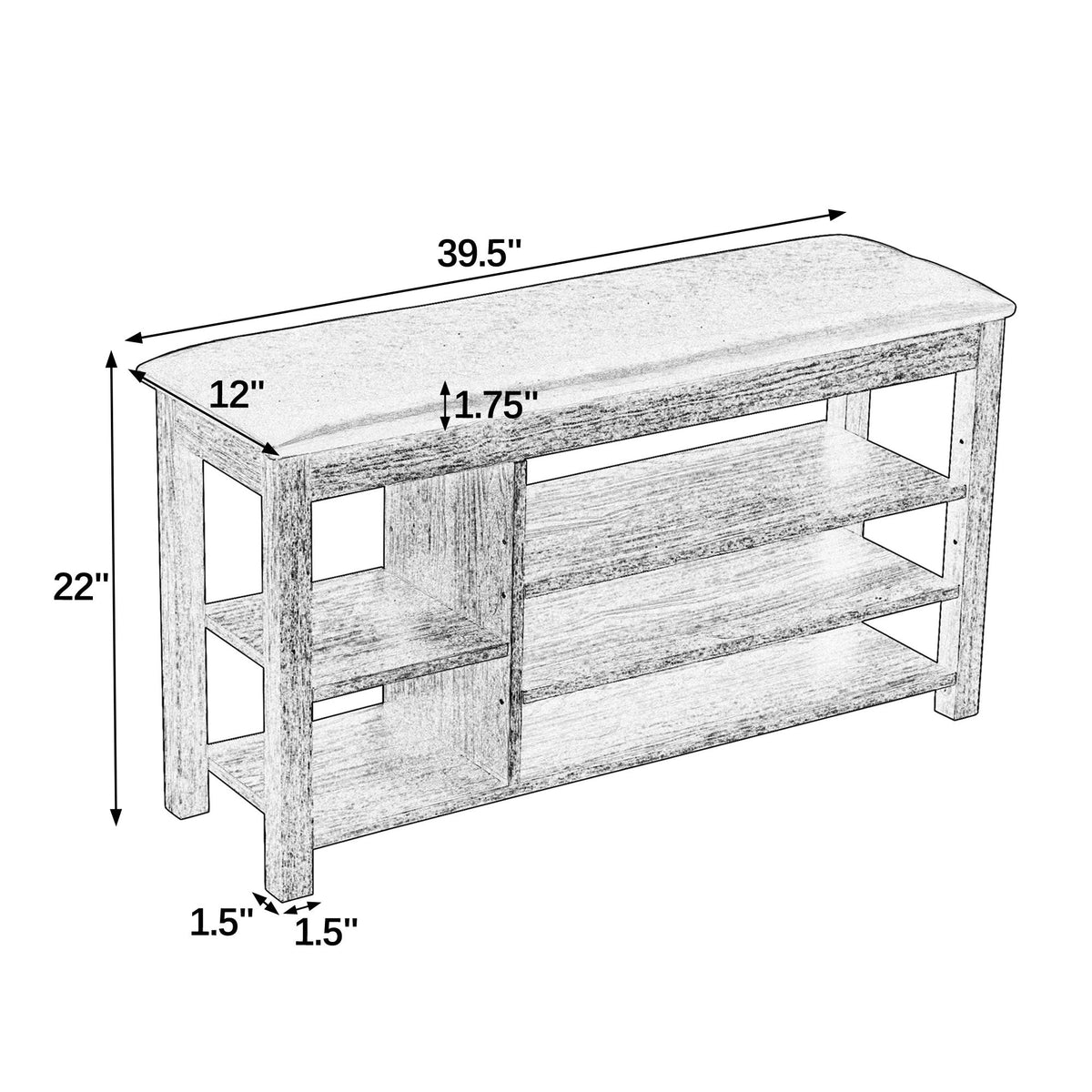Height-Adjustable Shoe-Changing Bench with Hidden Storage, Nordic Style – view 11