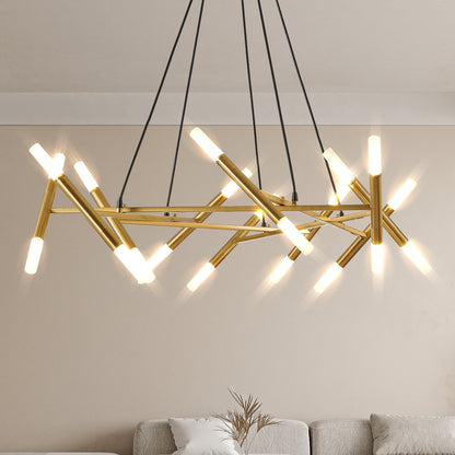 Modern Gold Branch Chandelier with Frosted Tubes, 40.9 Inch – view 3