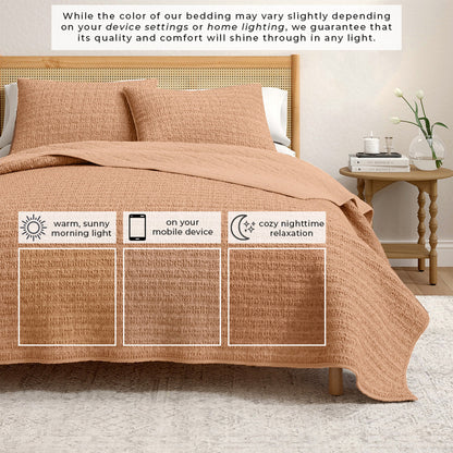 Garment-Washed Cotton Waffle Weave Quilt Set – Genevieve Collection – view 24