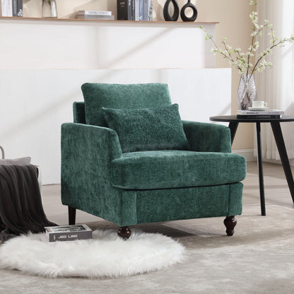 Mid Century Modern Tufted Armchair with Solid Wood Frame – view 16