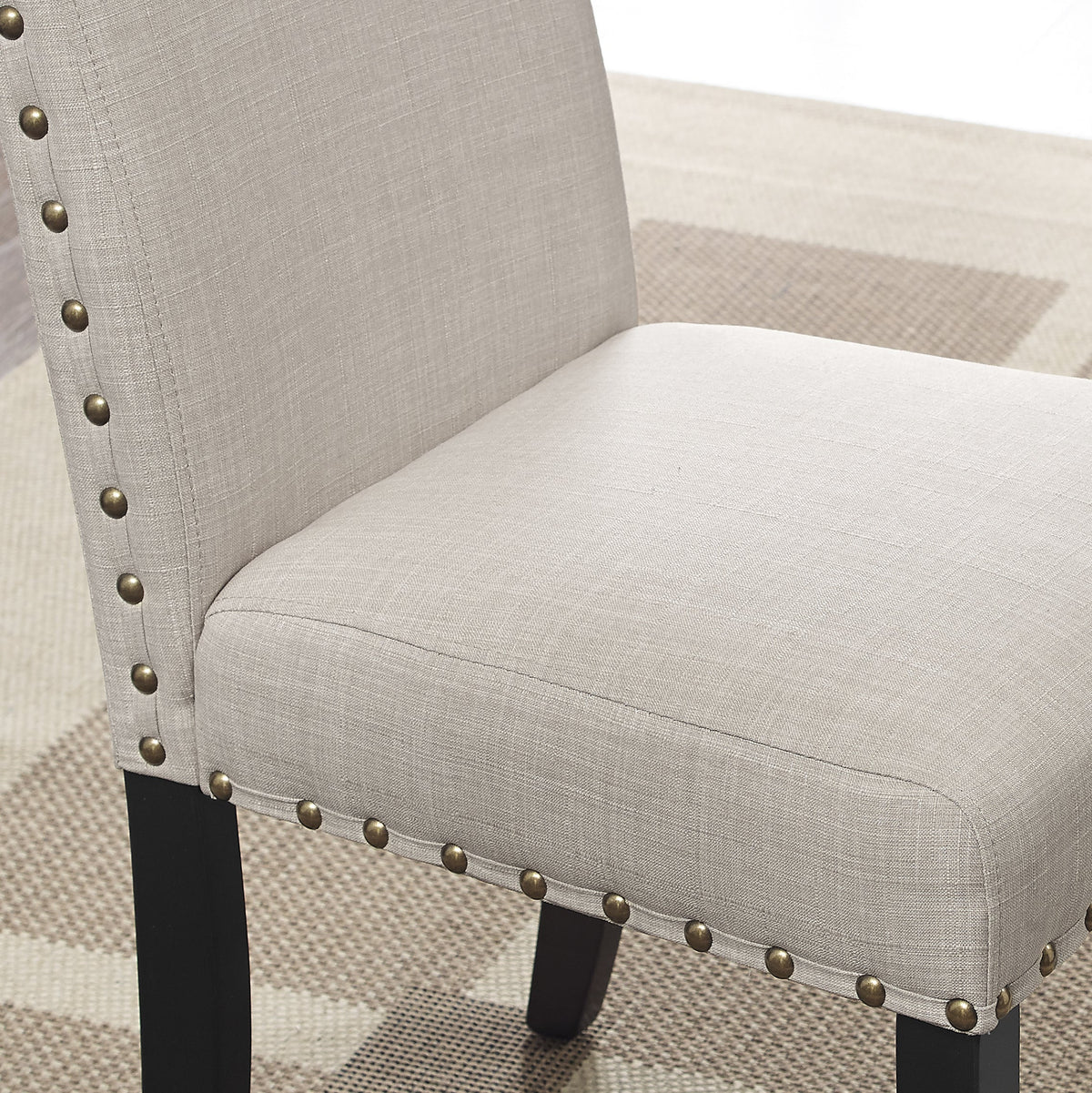 Espresso Round 5-Piece Dining Set with Tan Nailhead Chairs – view 7