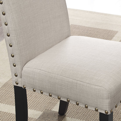 Espresso Round 5-Piece Dining Set with Tan Nailhead Chairs – view 7